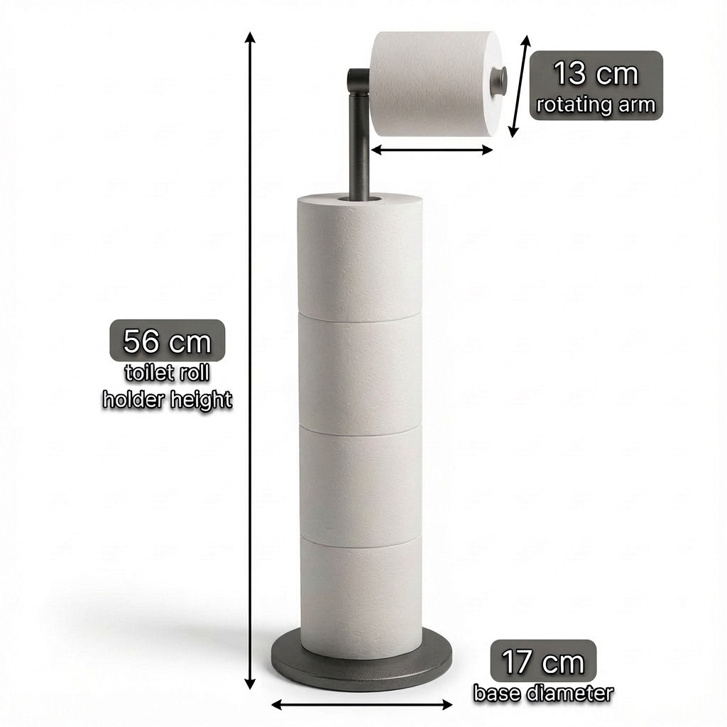 ZISH Toilet Roll Holder Free Standing - Gunmetal Grey