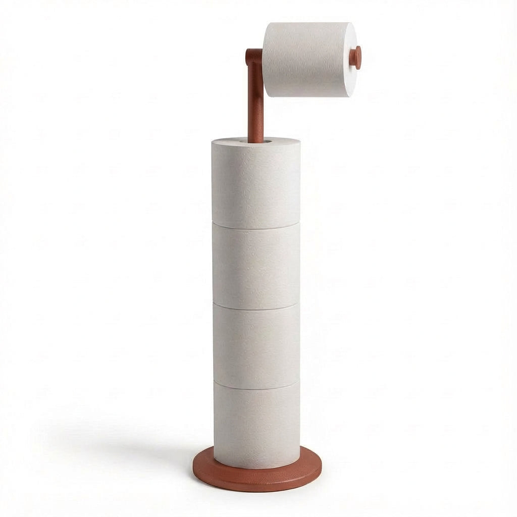 ZISH Toilet Roll Holder Free Standing - Reddish Brown