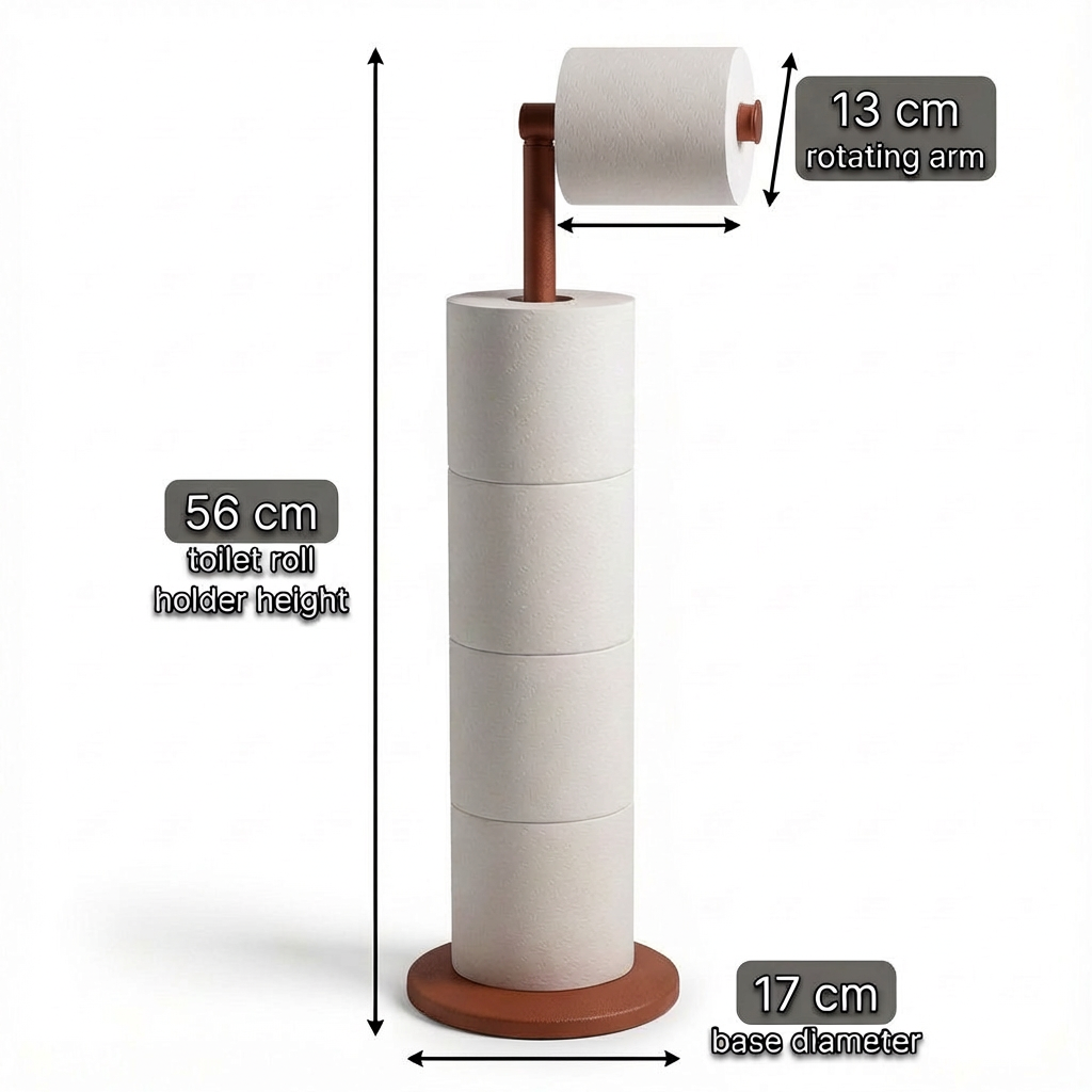 ZISH Toilet Roll Holder Free Standing - Reddish Brown