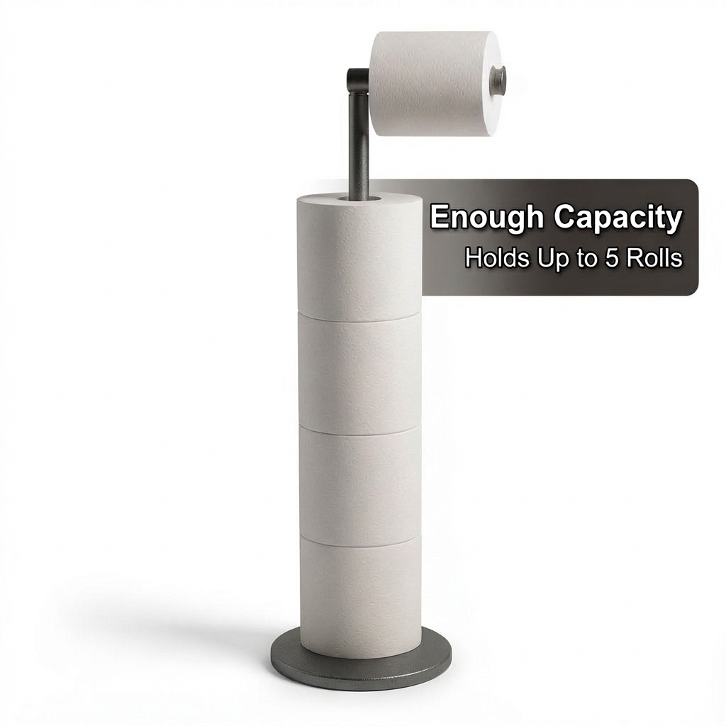 ZISH Toilet Roll Holder Free Standing - Gunmetal Grey