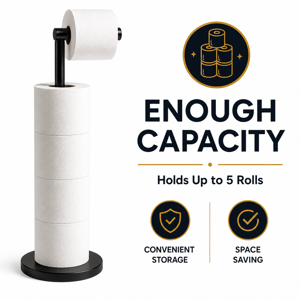 ZISH Toilet Roll Holder Free Standing - Black