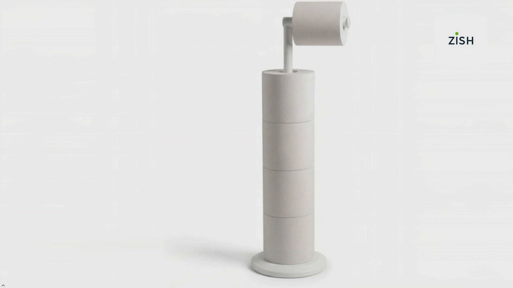 ZISH Toilet Roll Holder Free Standing - Stainless Steel Bathroom Toilet Paper Organizer and Dispenser – No Drill Toilet Roll Stand Freestanding - Up to 5 Toilet Roll Storage, White
