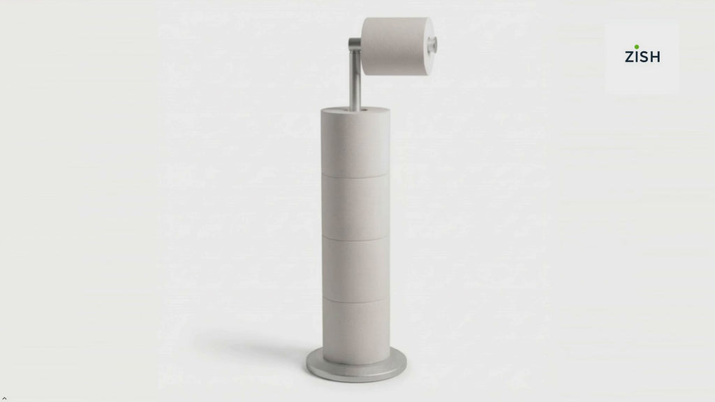 ZISH Toilet Roll Holder Free Standing - Stainless Steel Bathroom Toilet Paper Organizer and Dispenser – No Drill Toilet Roll Stand Freestanding - Up to 5 Toilet Roll Storage, Silver