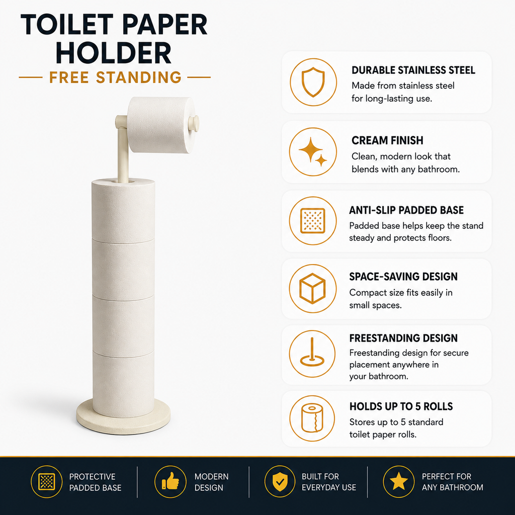 ZISH Toilet Roll Holder Free Standing - Cream