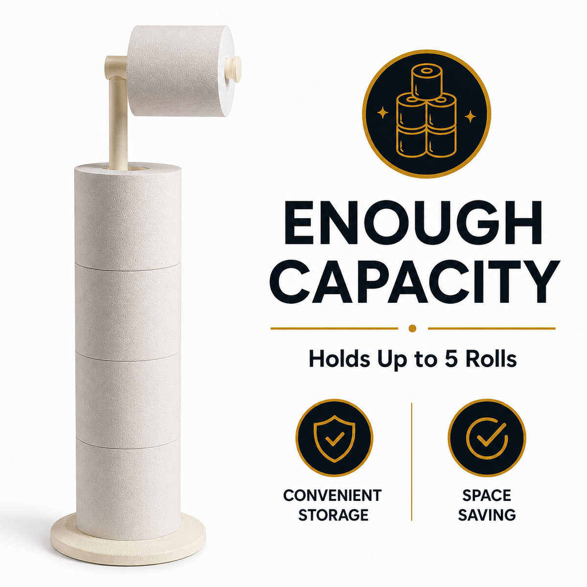 ZISH Toilet Roll Holder Free Standing - Cream