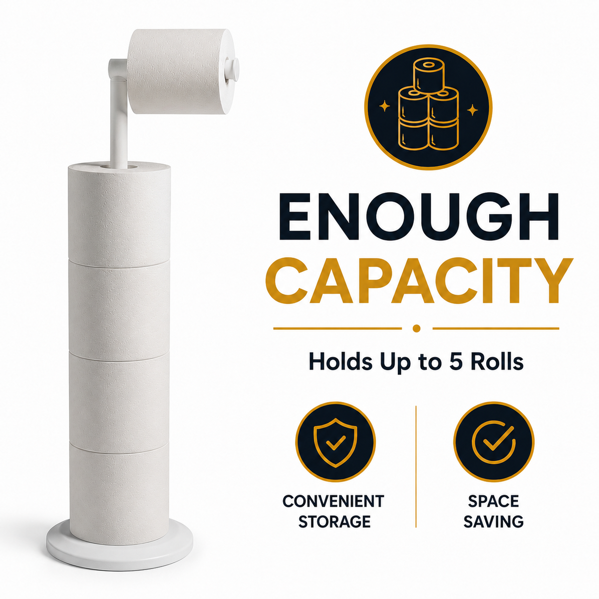 ZISH Toilet Roll Holder Free Standing - White
