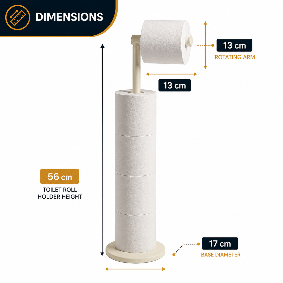 ZISH Toilet Roll Holder Free Standing - Cream