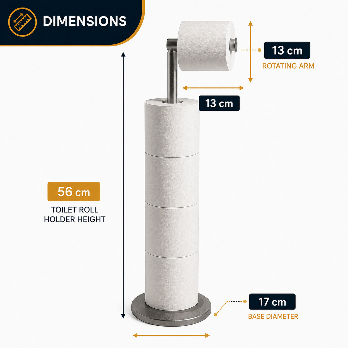 ZISH Toilet Roll Holder Free Standing - Gunmetal Grey
