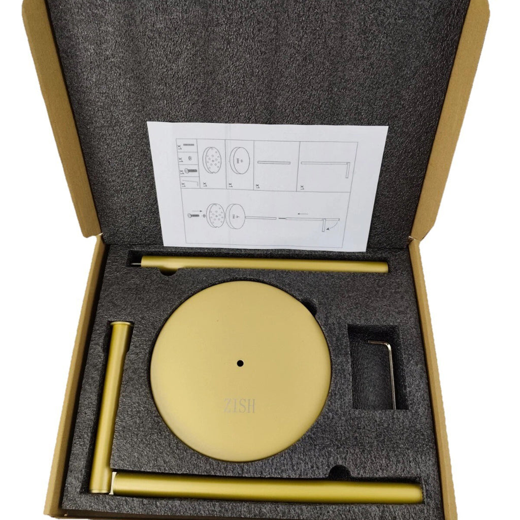 ZISH Toilet Roll Holder Free Standing - Stainless Steel Bathroom Toilet Paper Organizer and Dispenser – No Drill Toilet Roll Stand Freestanding - Up to 5 Toilet Roll Storage, Gold